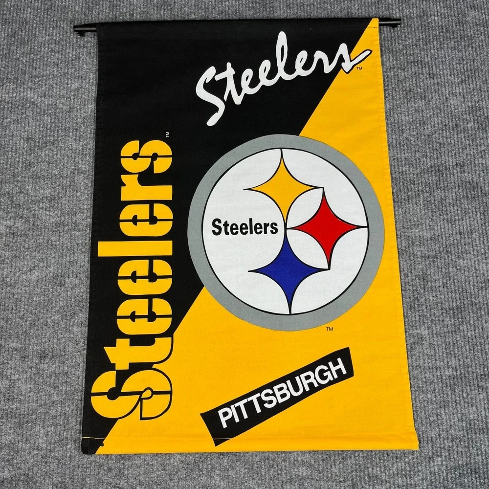 Vtg 90s Pittsburgh Steelers Wall Banner 1995 NFL Cotton 22x32 Football USA Made